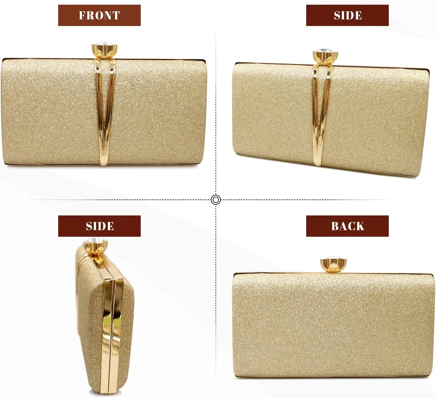 Aovtero Evening Bag Clutch Purses Women Wedding Party Bridal Handbag with Chain
