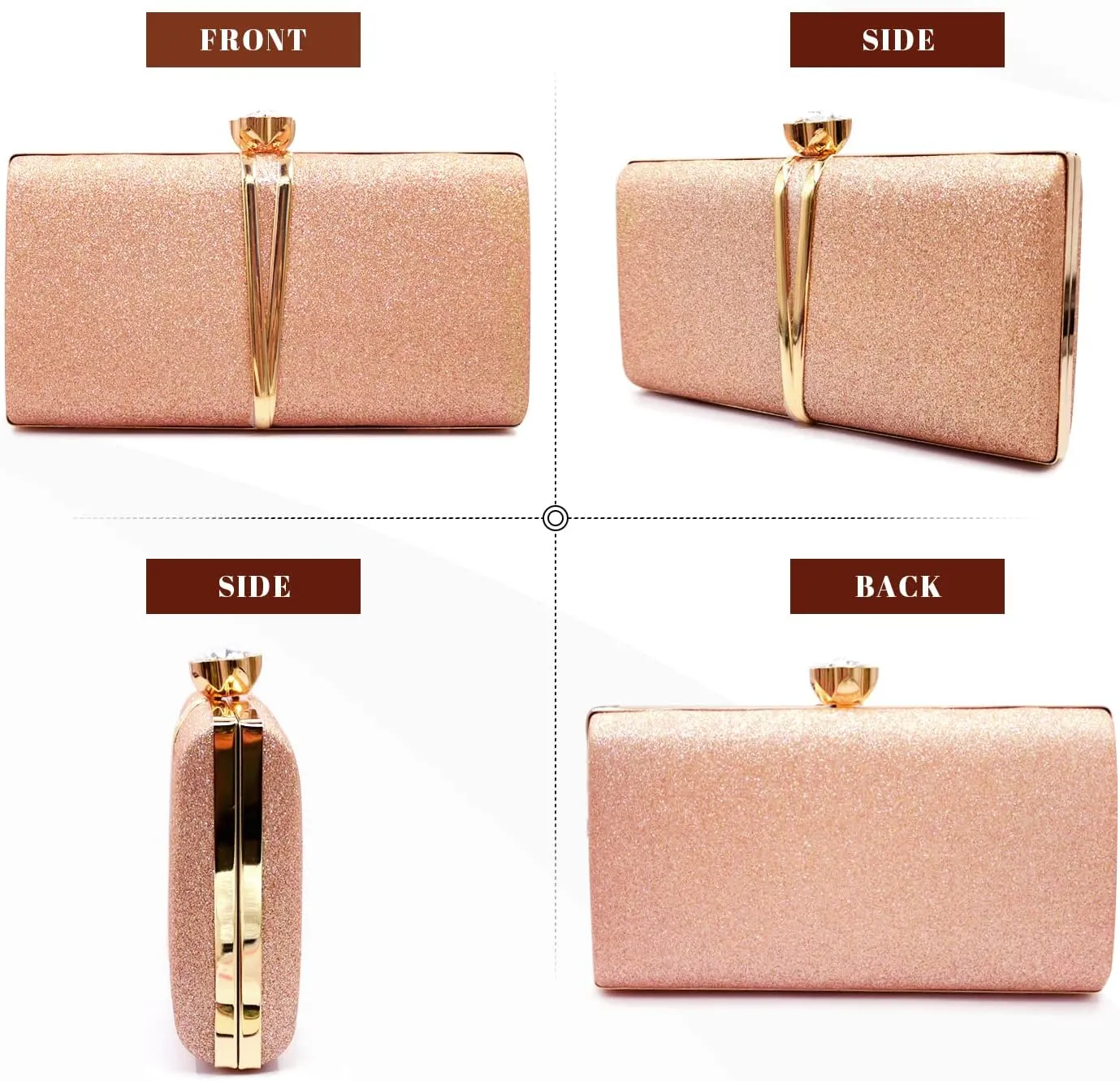 Aovtero Evening Bag Clutch Purses Women Wedding Party Bridal Handbag with Chain