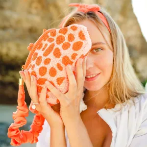 ARNOLDI PEACHPUFF Hand-beaded Clutch, in Papaya & Peach