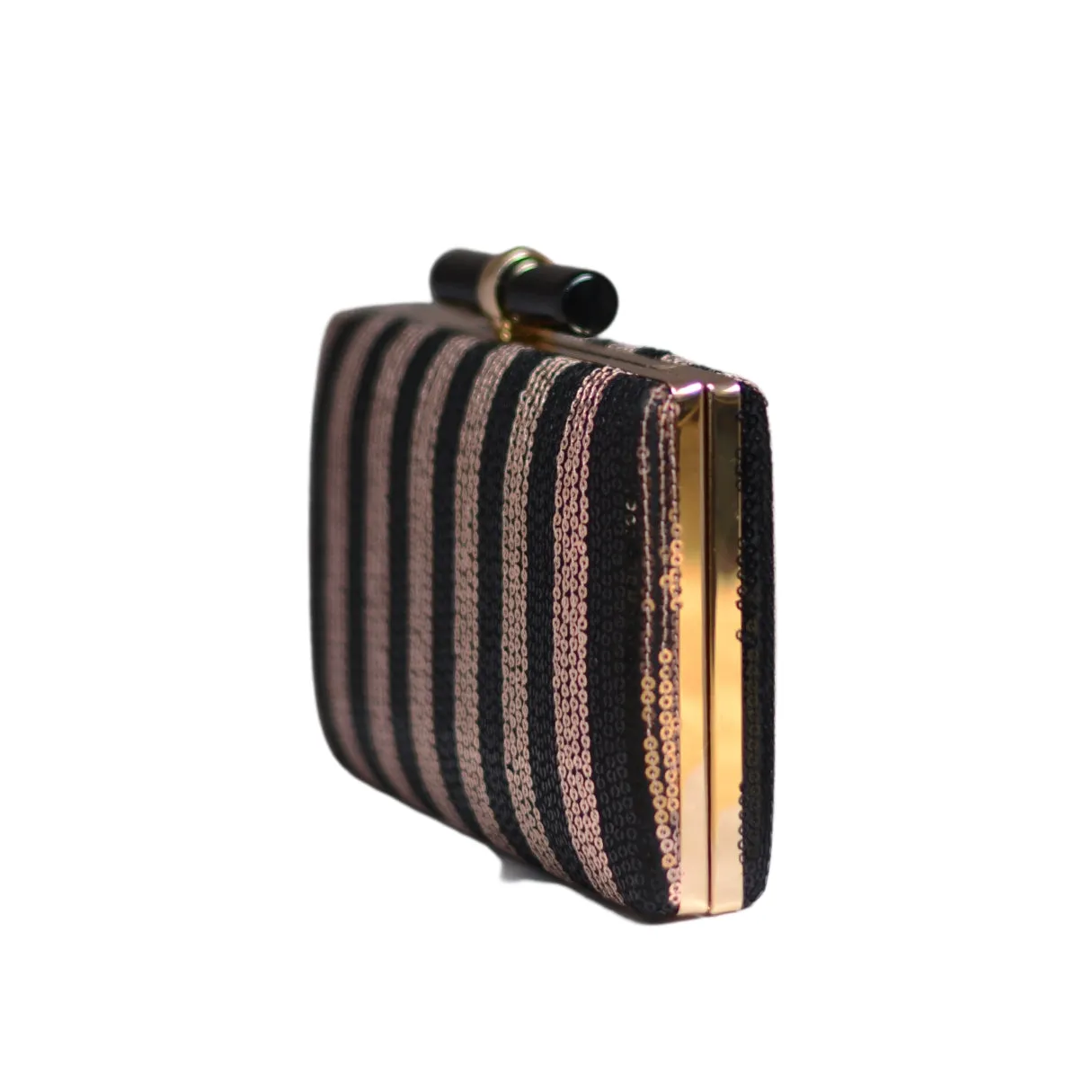 Artklim Black and Rose Gold Sequins Fabric Party Clutch