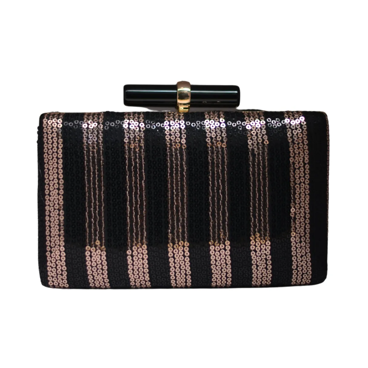 Artklim Black and Rose Gold Sequins Fabric Party Clutch
