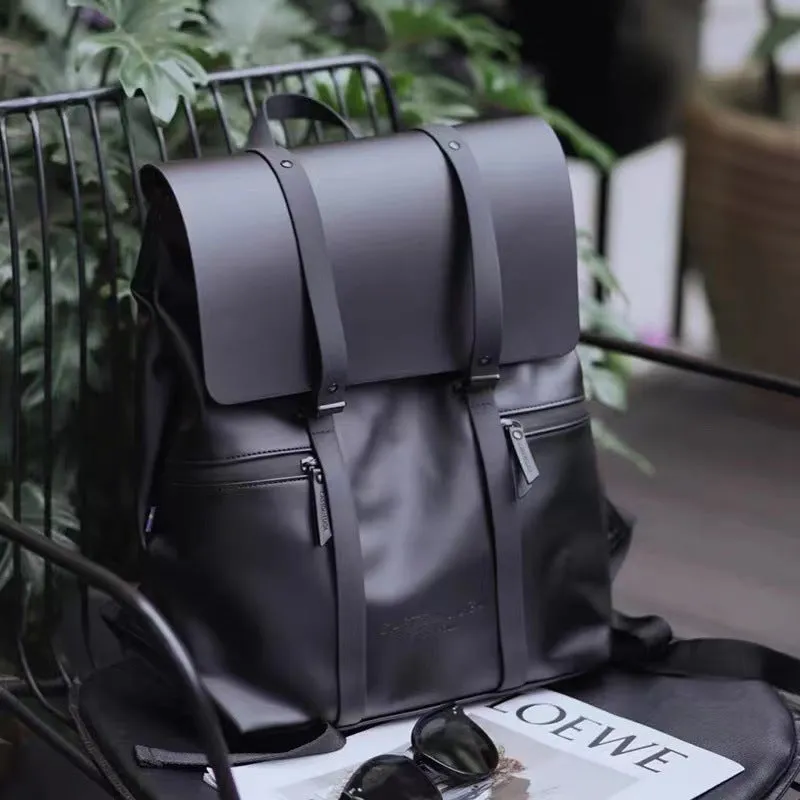 Backpack Leather Men's Fashion Brand College Students Bag Computer Travel  Women