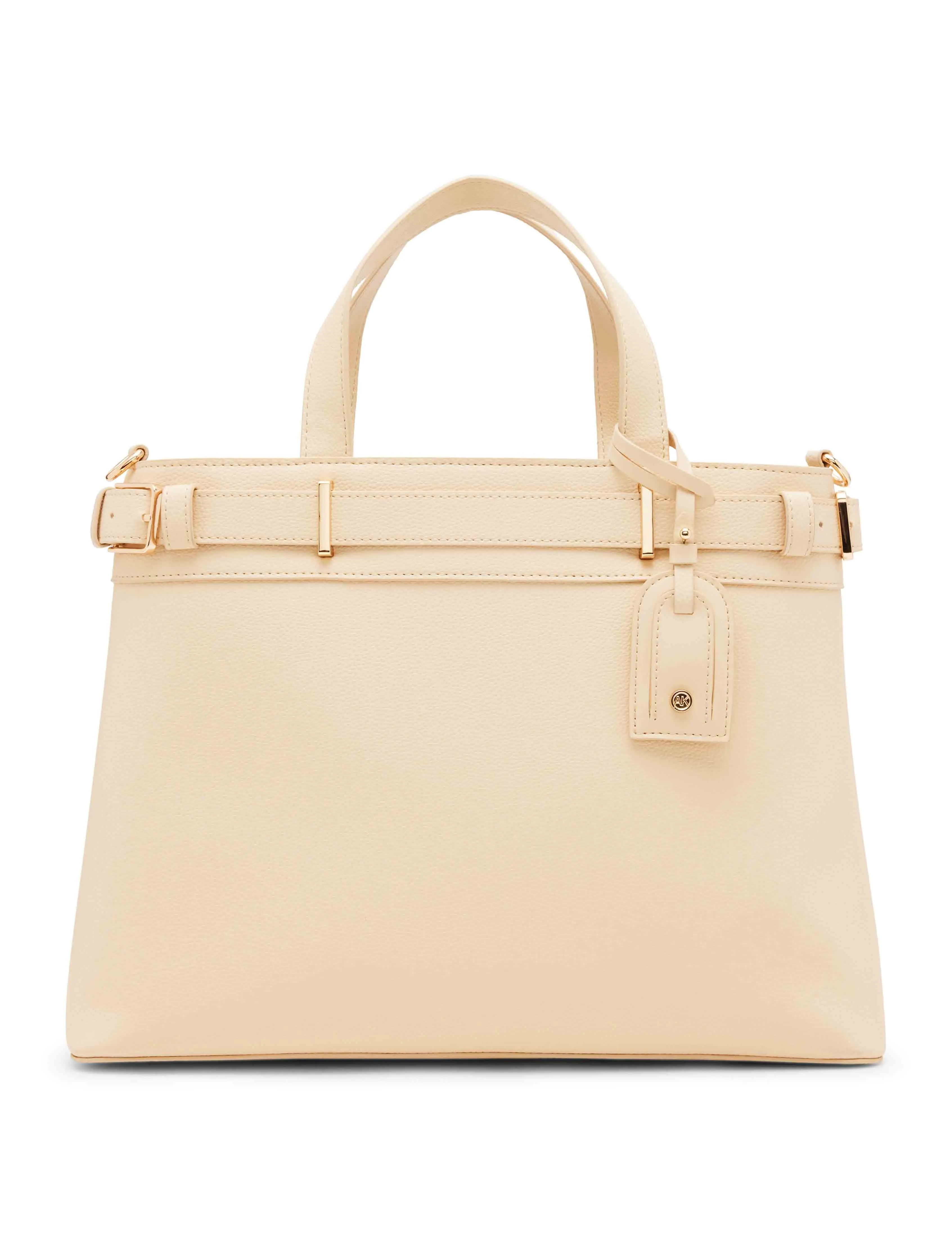 Belted satchel with convertible strap