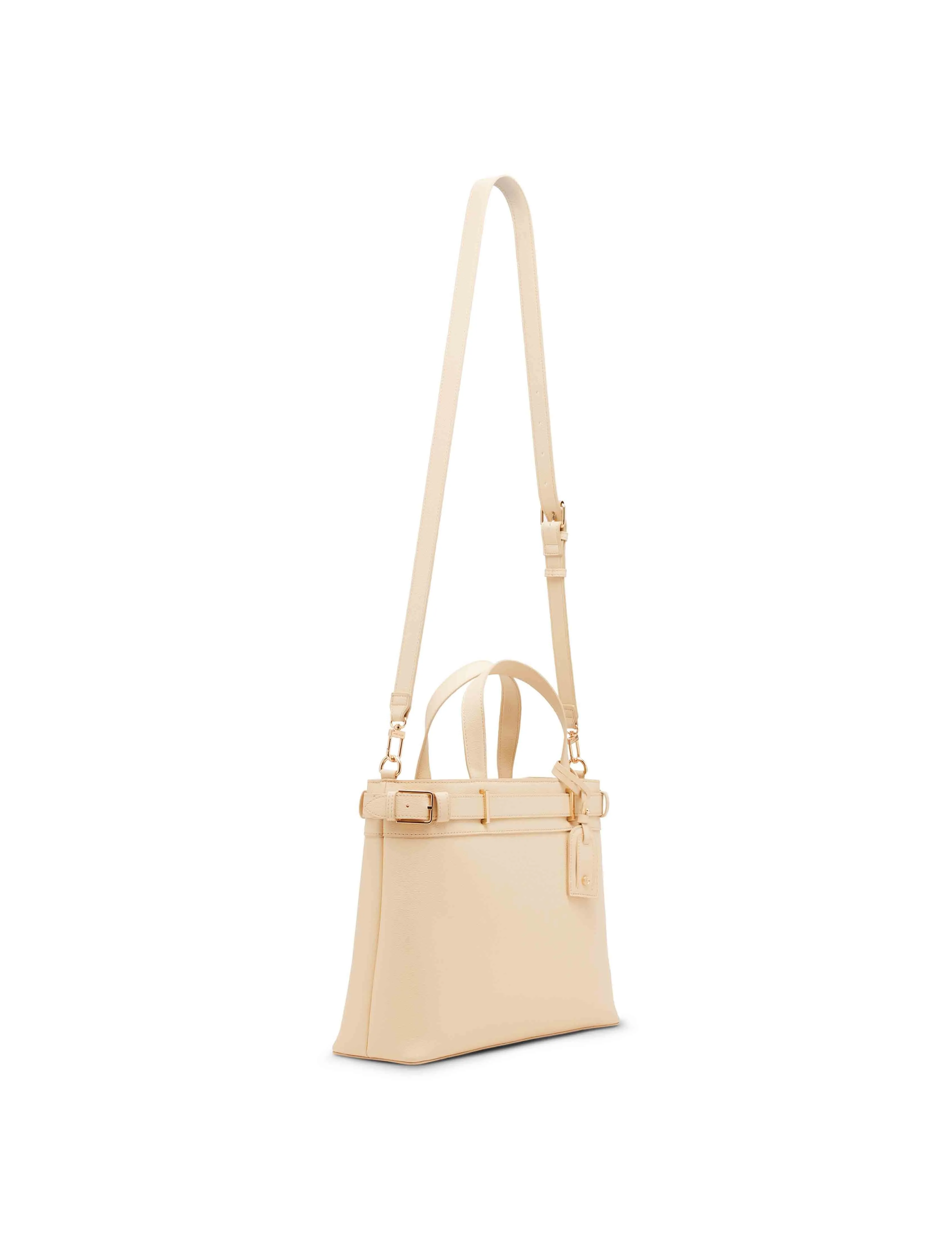 Belted satchel with convertible strap