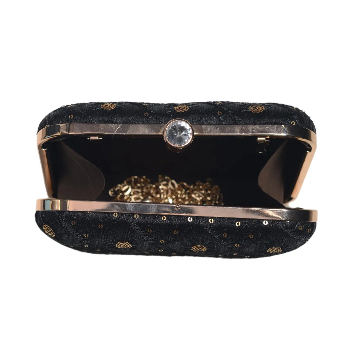 Black Box Pattern Sequins Embroidery Clutch
