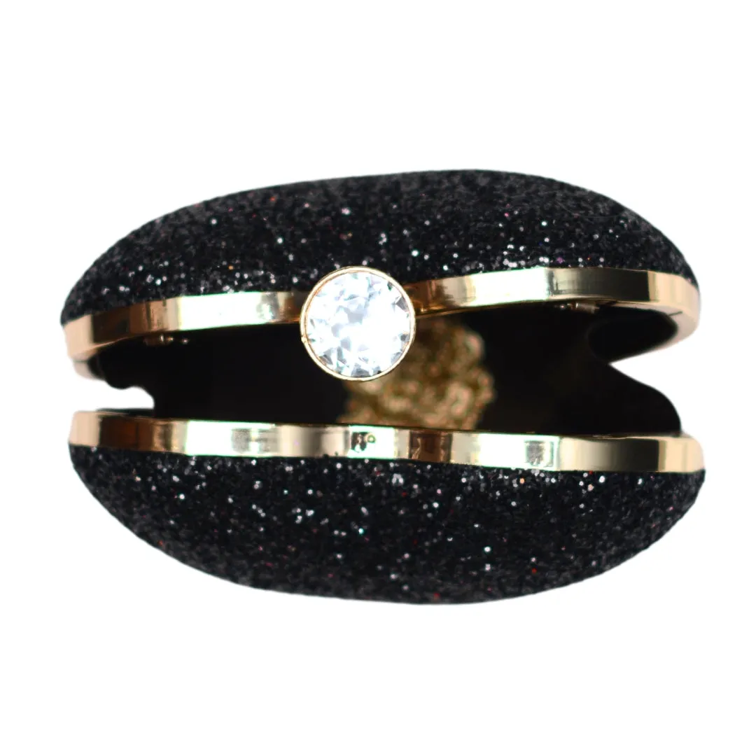 Black Glitter Heart Shape Valentine Clutch