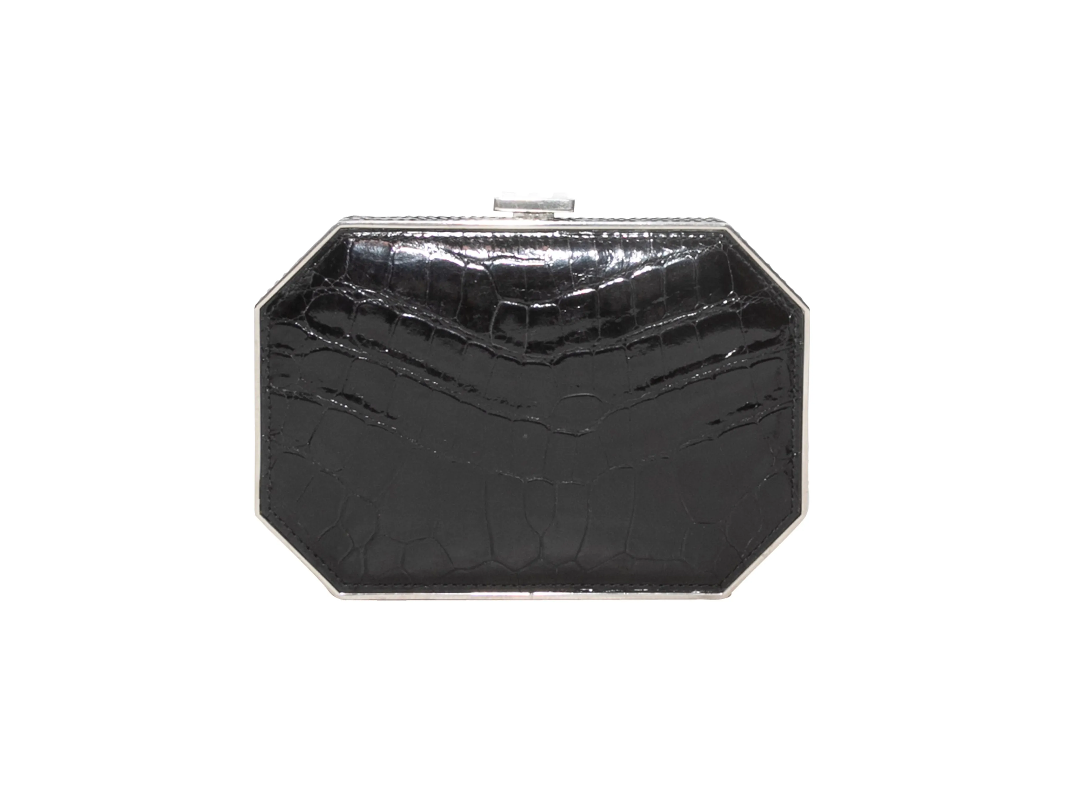 Black Kwanpen Crocodile Frame Clutch