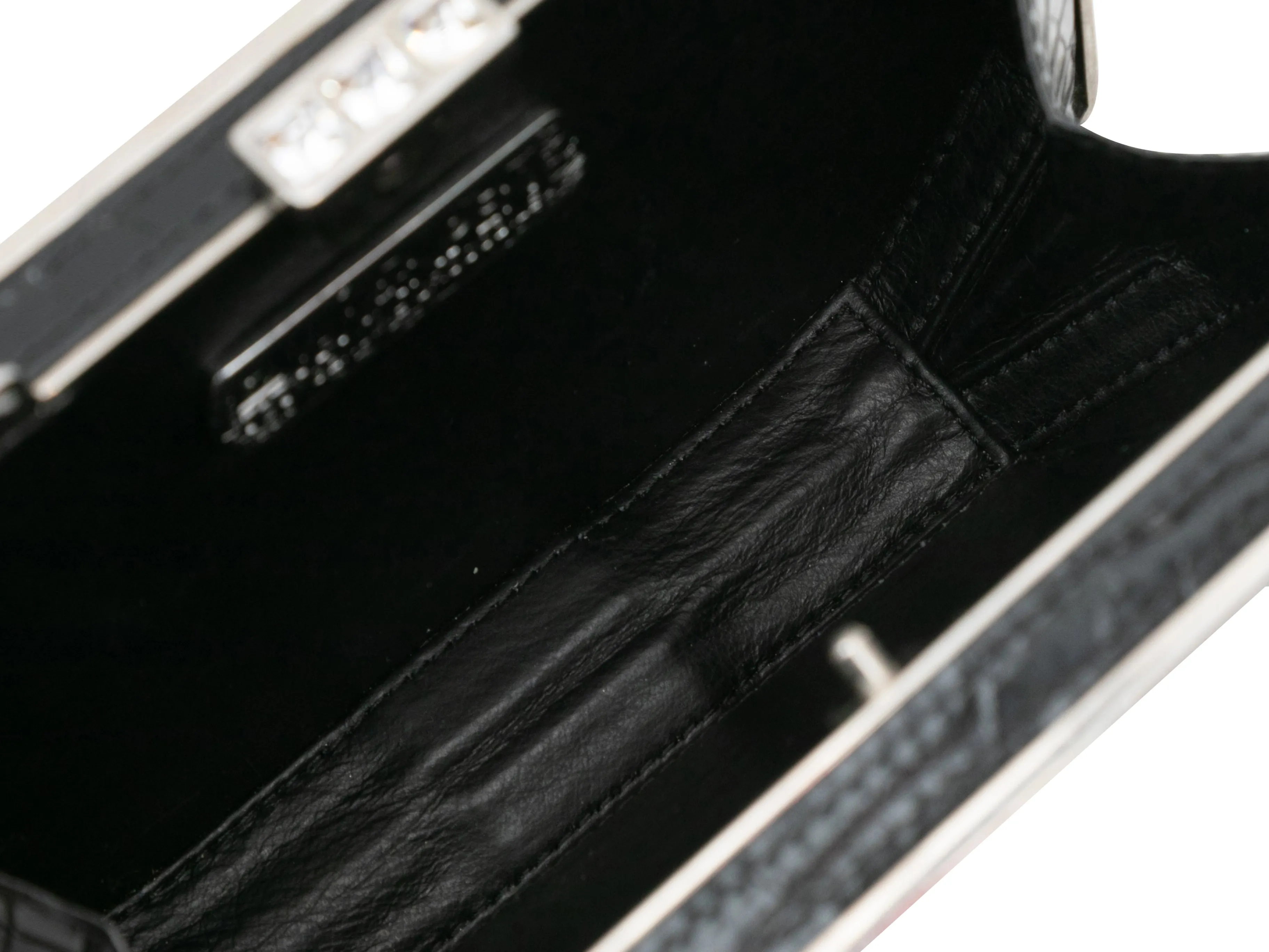 Black Kwanpen Crocodile Frame Clutch