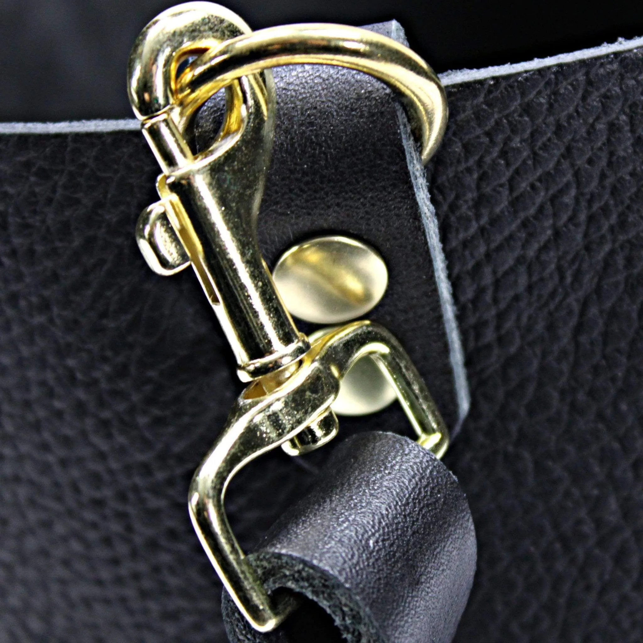 Black Leather Crossbody with Black Handles
