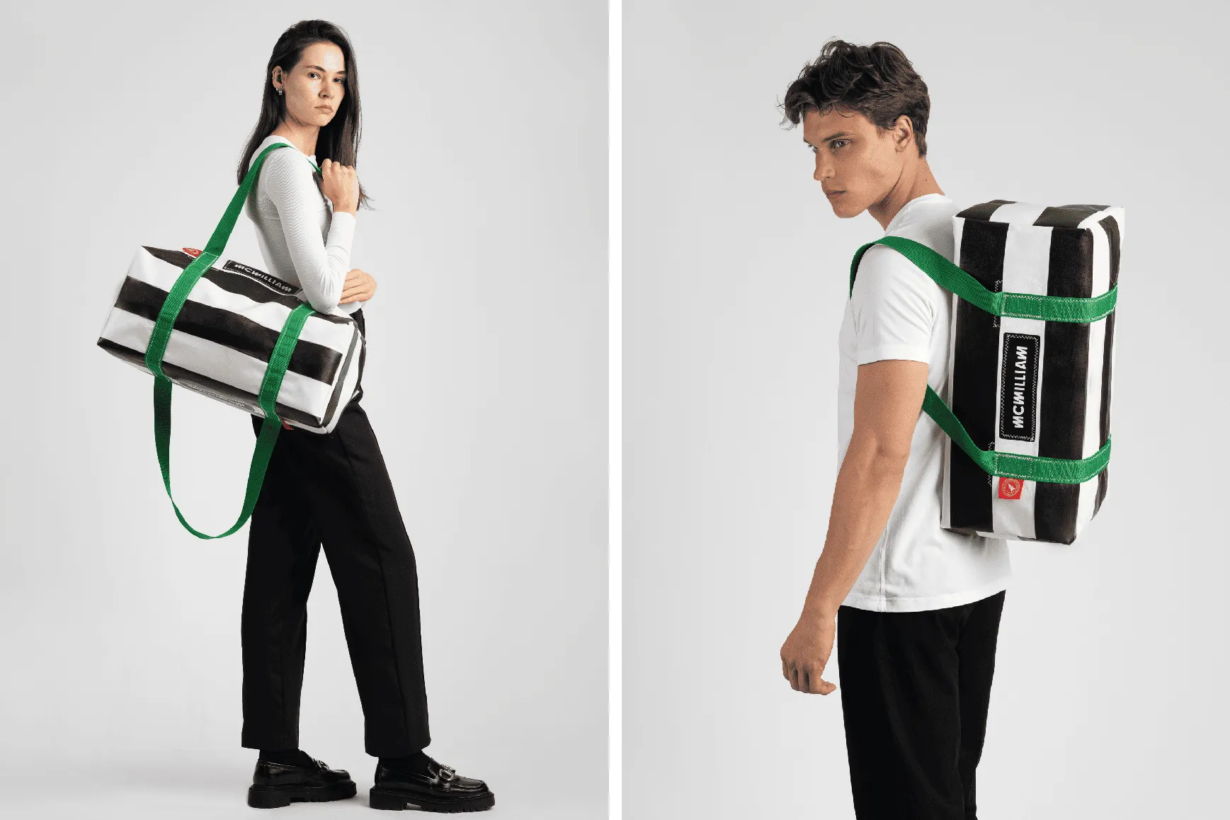 Black Medium Holdall (42L) - Classic Stripe