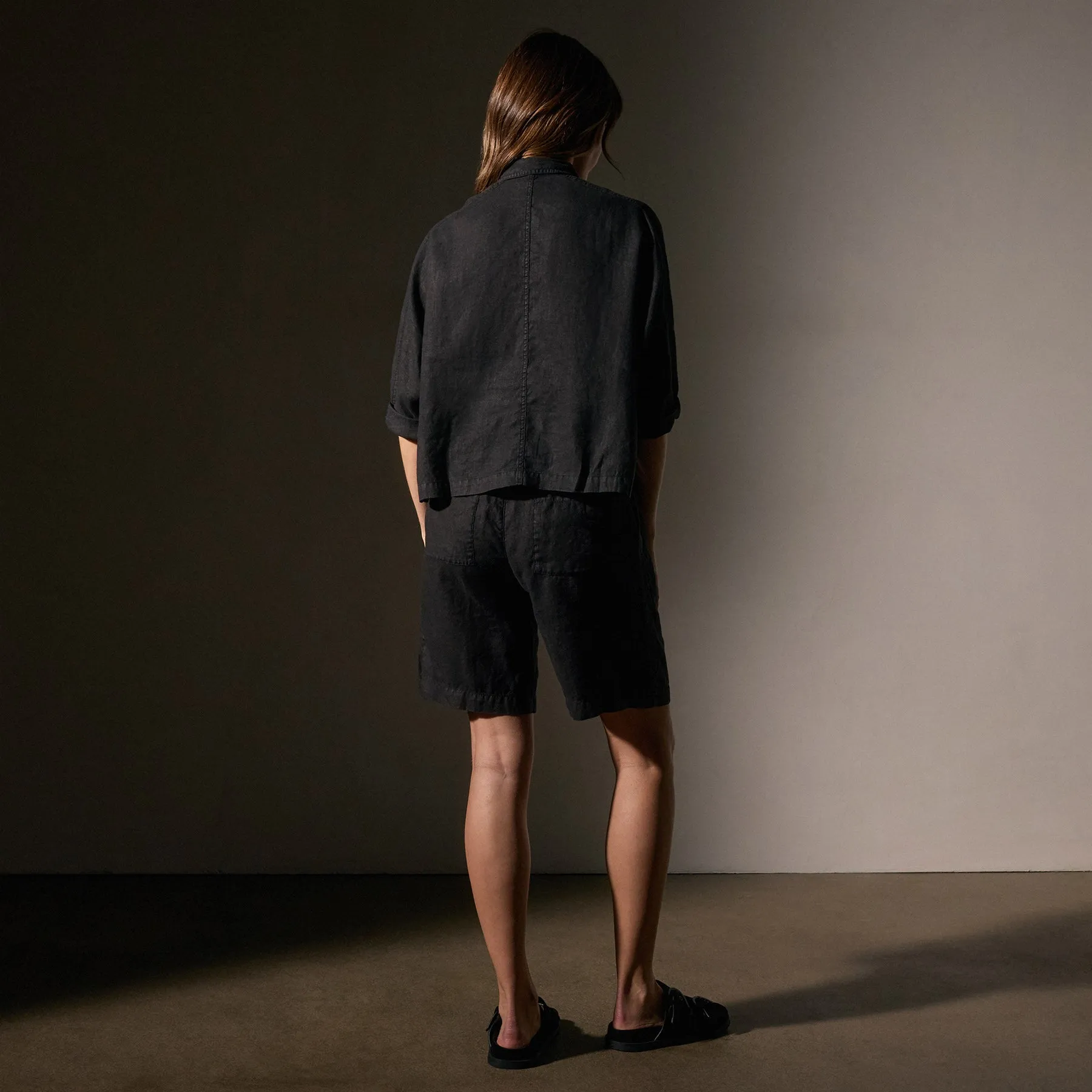 Cargo Pocket Cropped Shirt - Black