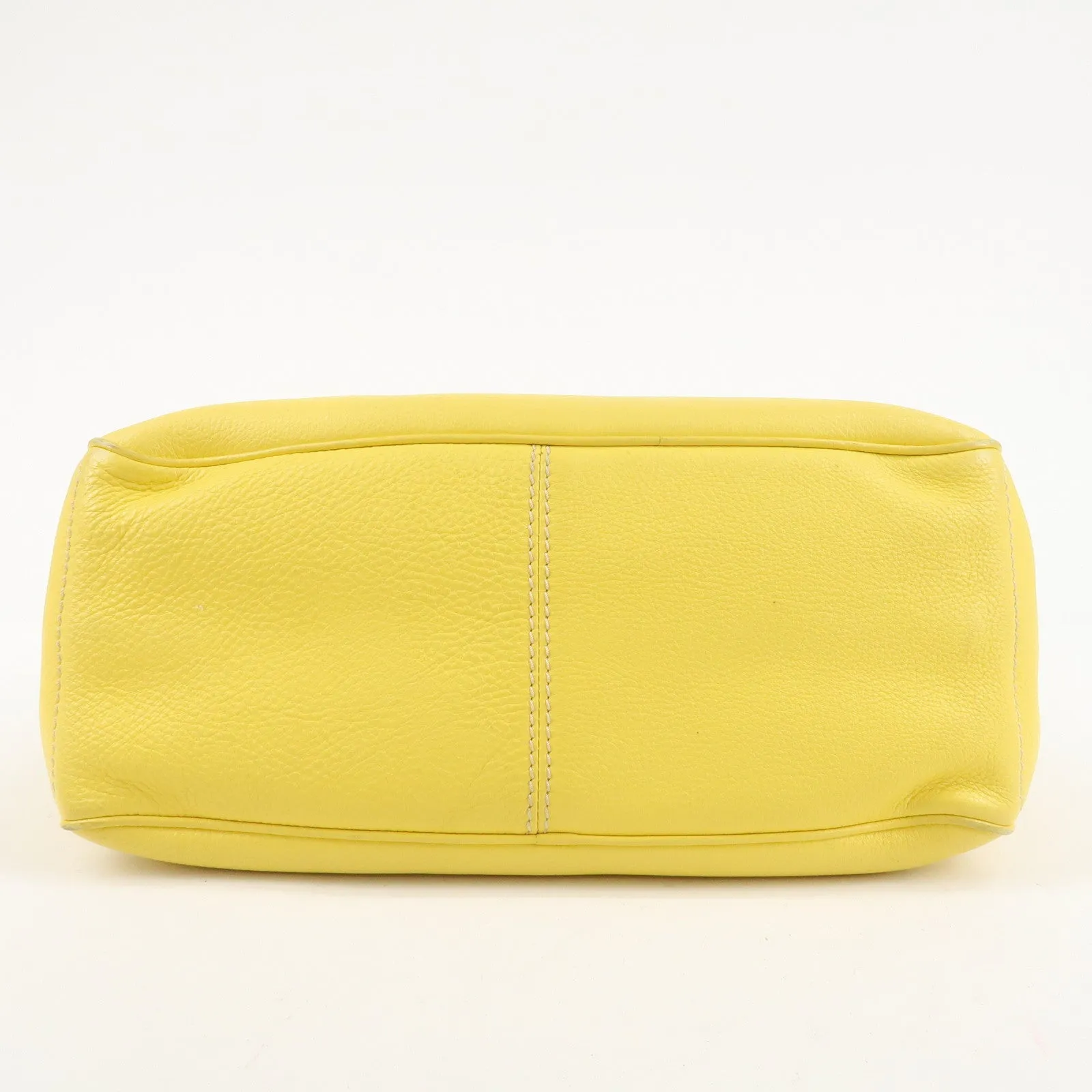 CELINE Leather Boogie Bag Hand Bag Tote Bag Yellow Gold HDW Used