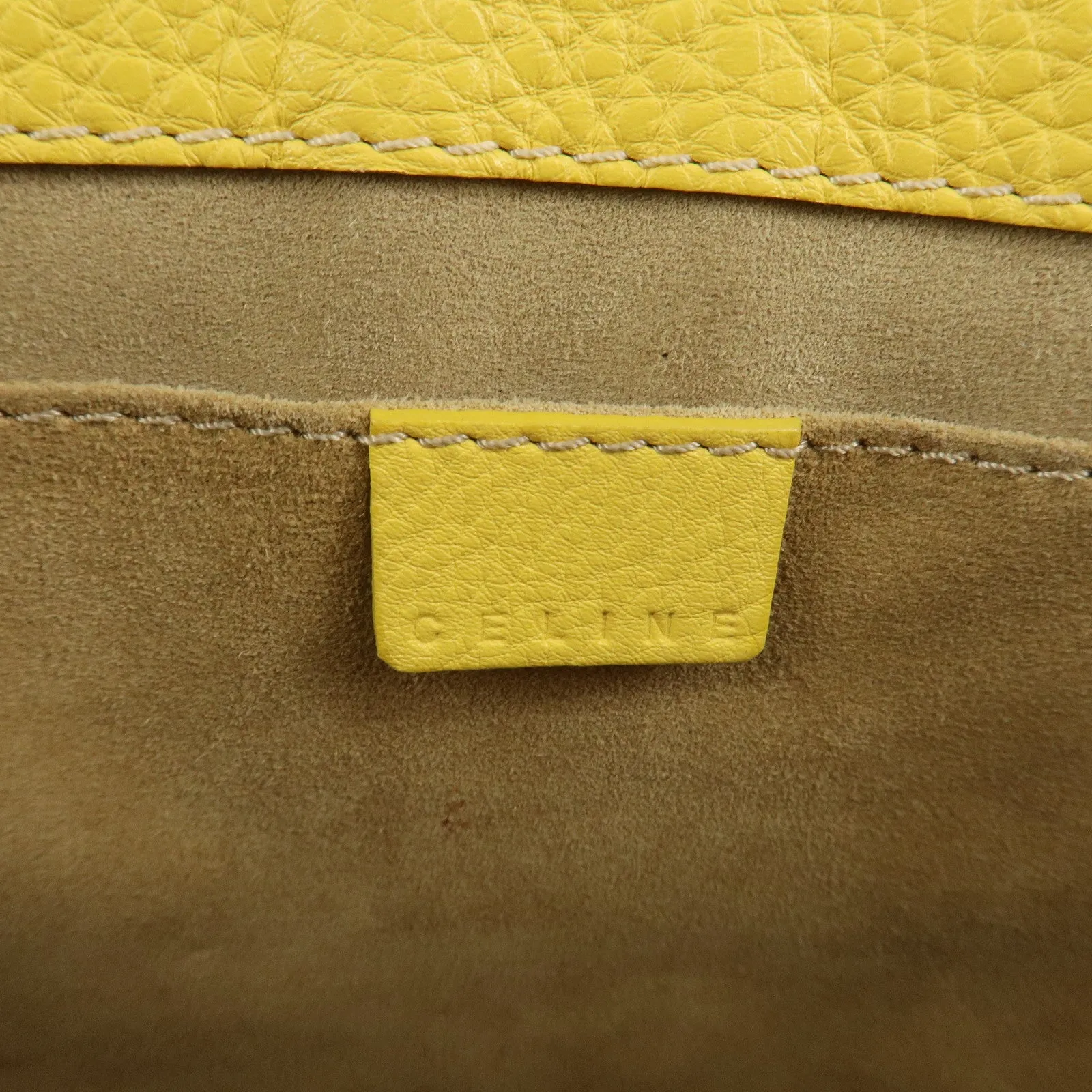 CELINE Leather Boogie Bag Hand Bag Tote Bag Yellow Gold HDW Used