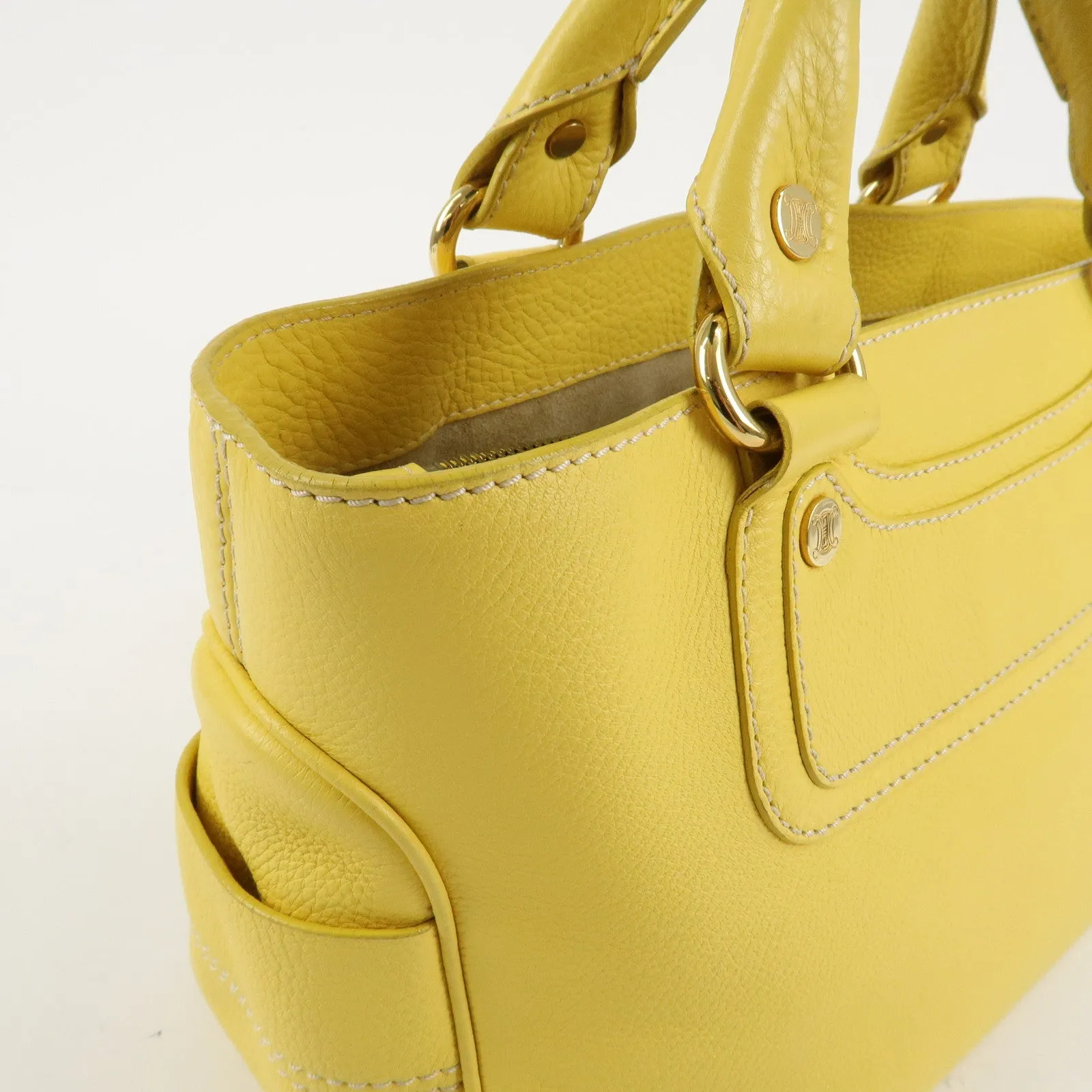 CELINE Leather Boogie Bag Hand Bag Tote Bag Yellow Gold HDW Used
