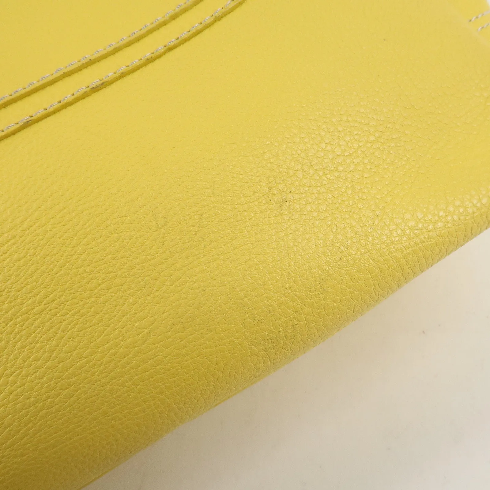 CELINE Leather Boogie Bag Hand Bag Tote Bag Yellow Gold HDW Used