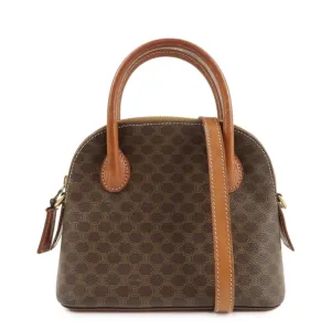 CELINE Macadam PVC Leather 2Way Bag Hand Bag Shoulder Bag Brown Used