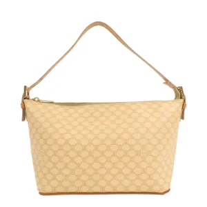 CELINE Macadam PVC Leather Shoulder Bag Beige Brown Used