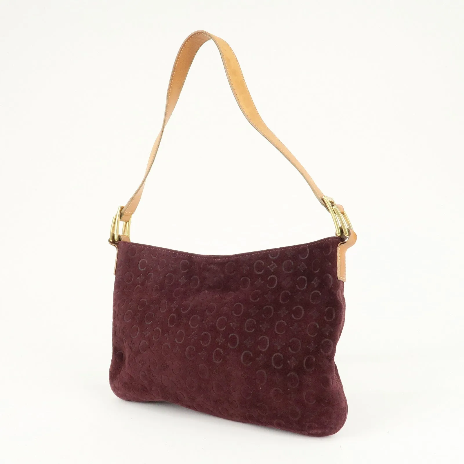 CELINE Macadam Suede Leather Shoulder Bag Hand Bag Purple Used