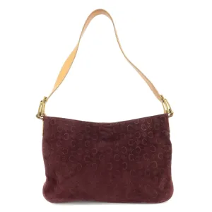 CELINE Macadam Suede Leather Shoulder Bag Hand Bag Purple Used