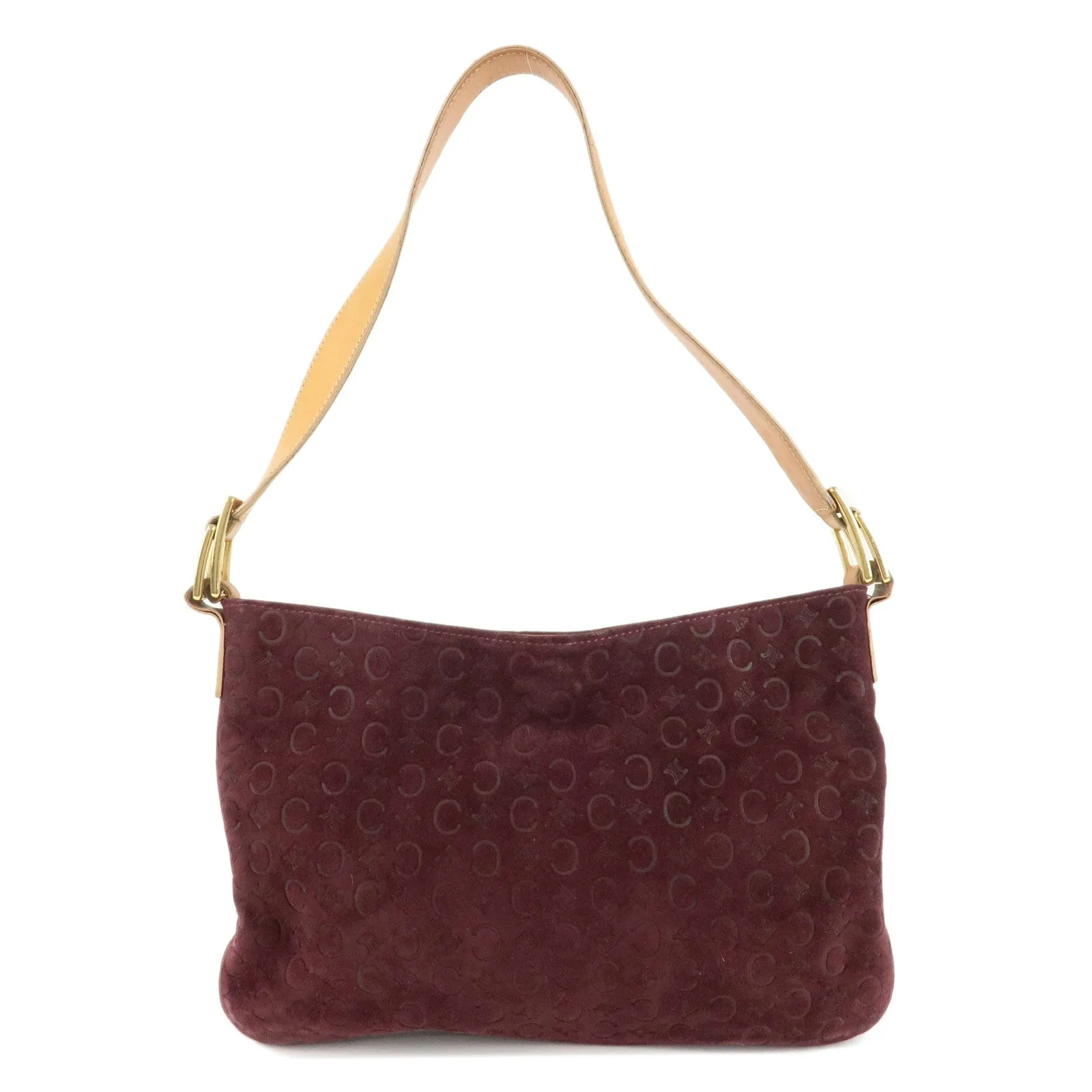 CELINE Macadam Suede Leather Shoulder Bag Hand Bag Purple Used