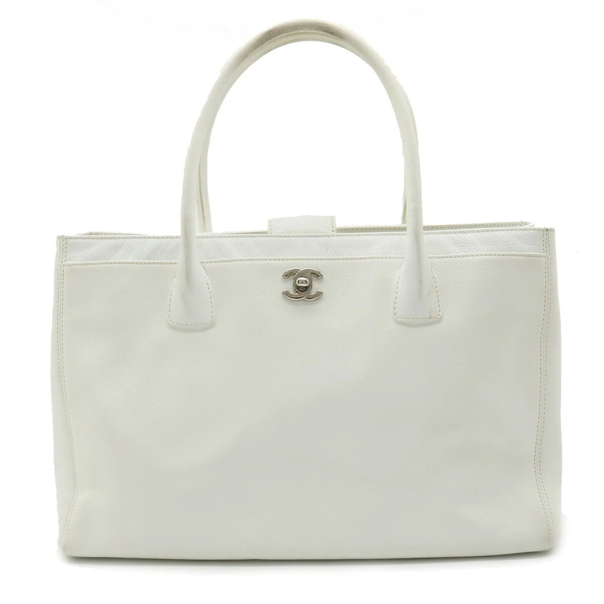 Chanel Executive Line Coco Mark Tote Bag HandBag White Shoulder A15206