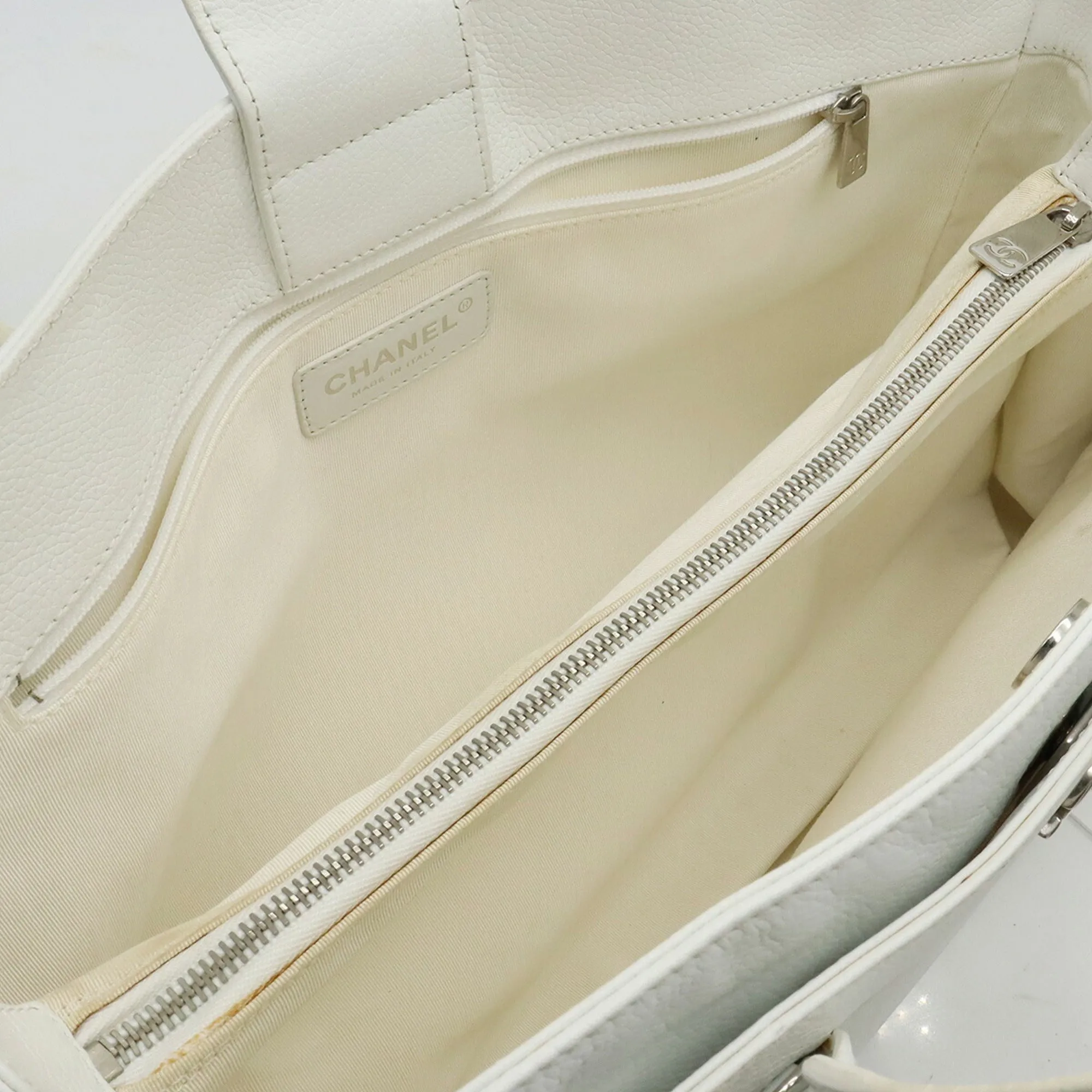 Chanel Executive Line Coco Mark Tote Bag HandBag White Shoulder A15206