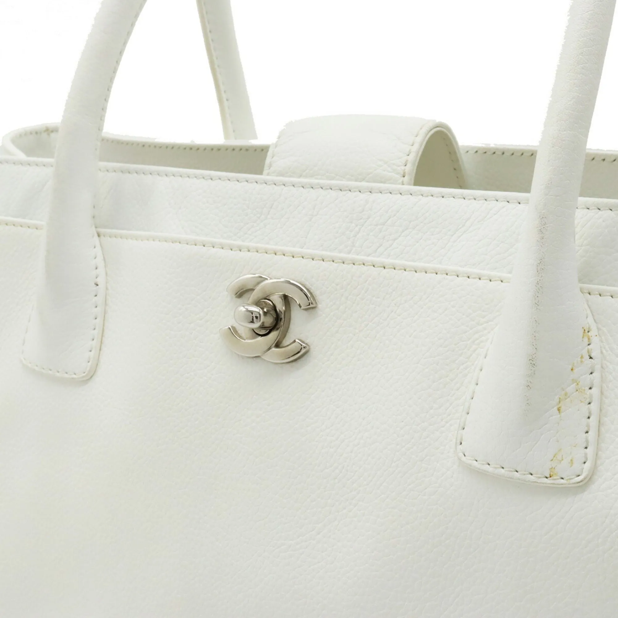 Chanel Executive Line Coco Mark Tote Bag HandBag White Shoulder A15206