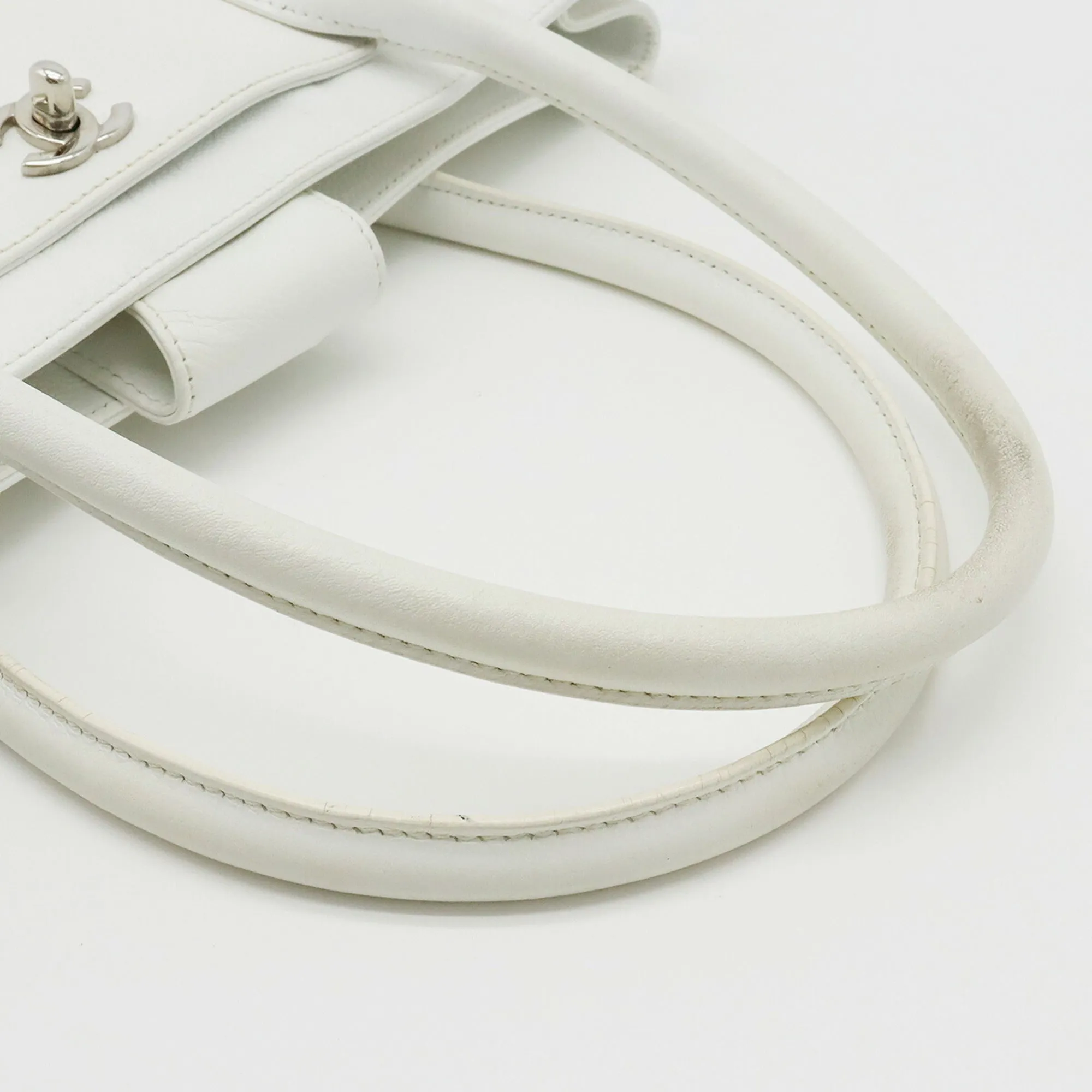 Chanel Executive Line Coco Mark Tote Bag HandBag White Shoulder A15206