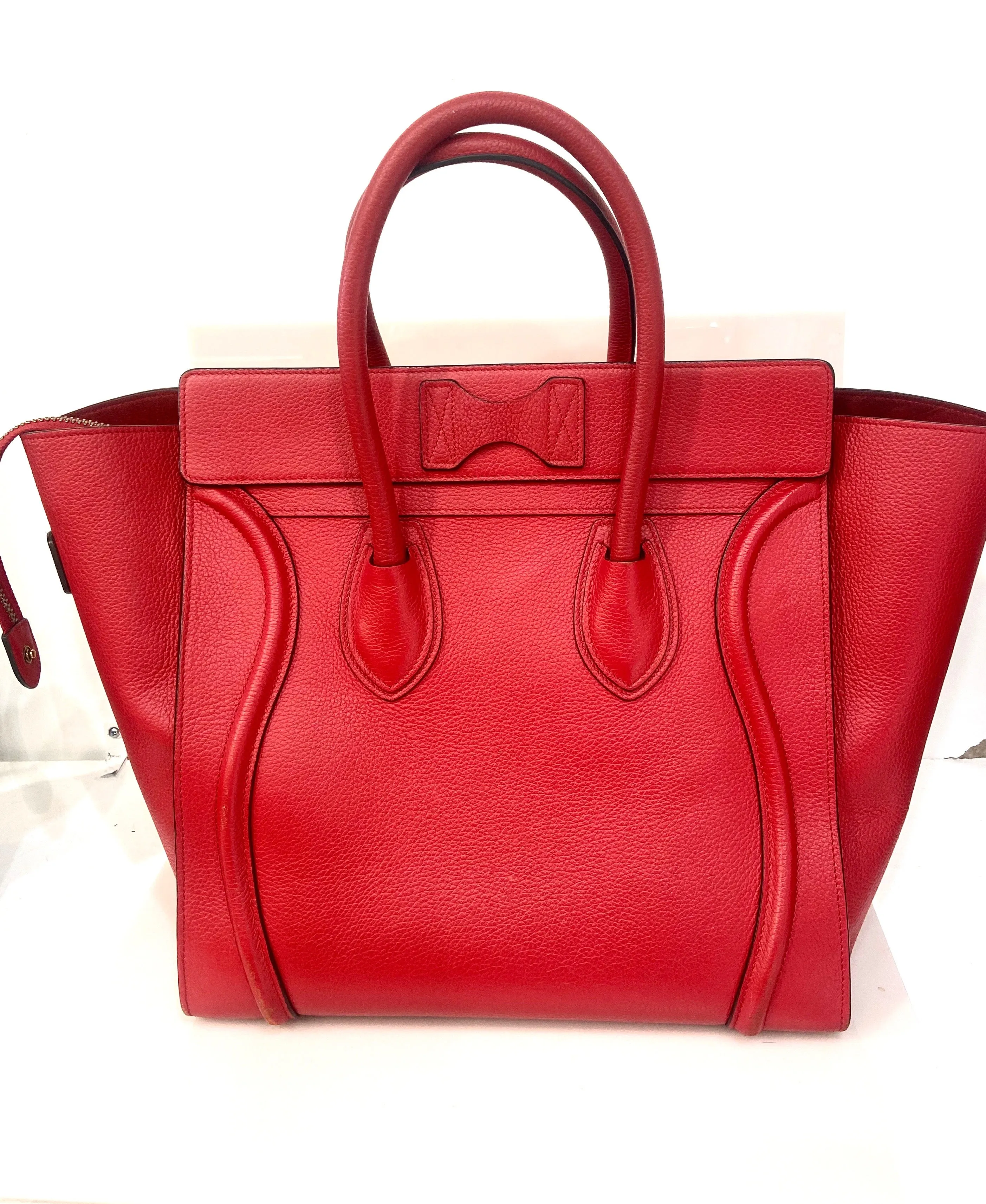 CÉLINE DRUMMED CALFSKIN LEATHER MICRO PHANTOM TOTE BAG