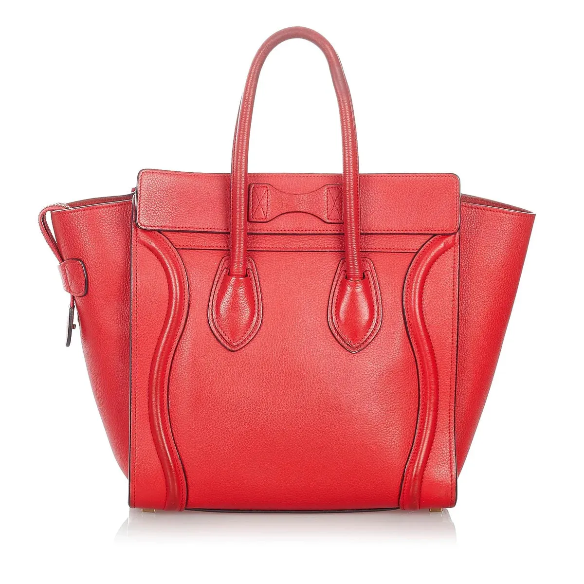 CÉLINE DRUMMED CALFSKIN LEATHER MICRO PHANTOM TOTE BAG