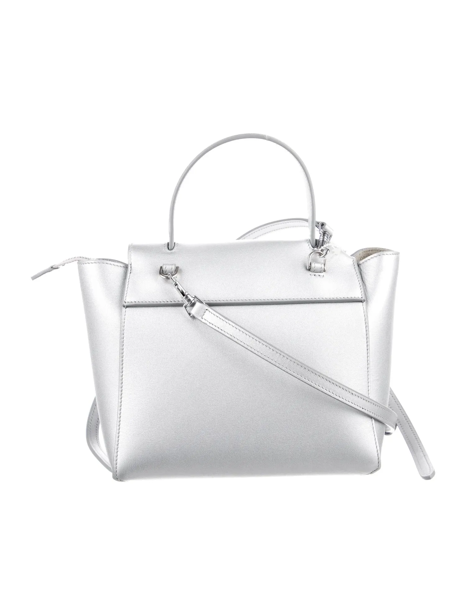 CÉLINE METALLIC SILVER LAMINATED CALFSKIN NANO BELT BAG