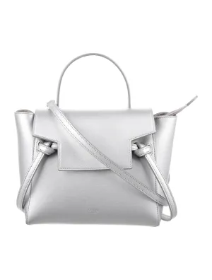 CÉLINE METALLIC SILVER LAMINATED CALFSKIN NANO BELT BAG