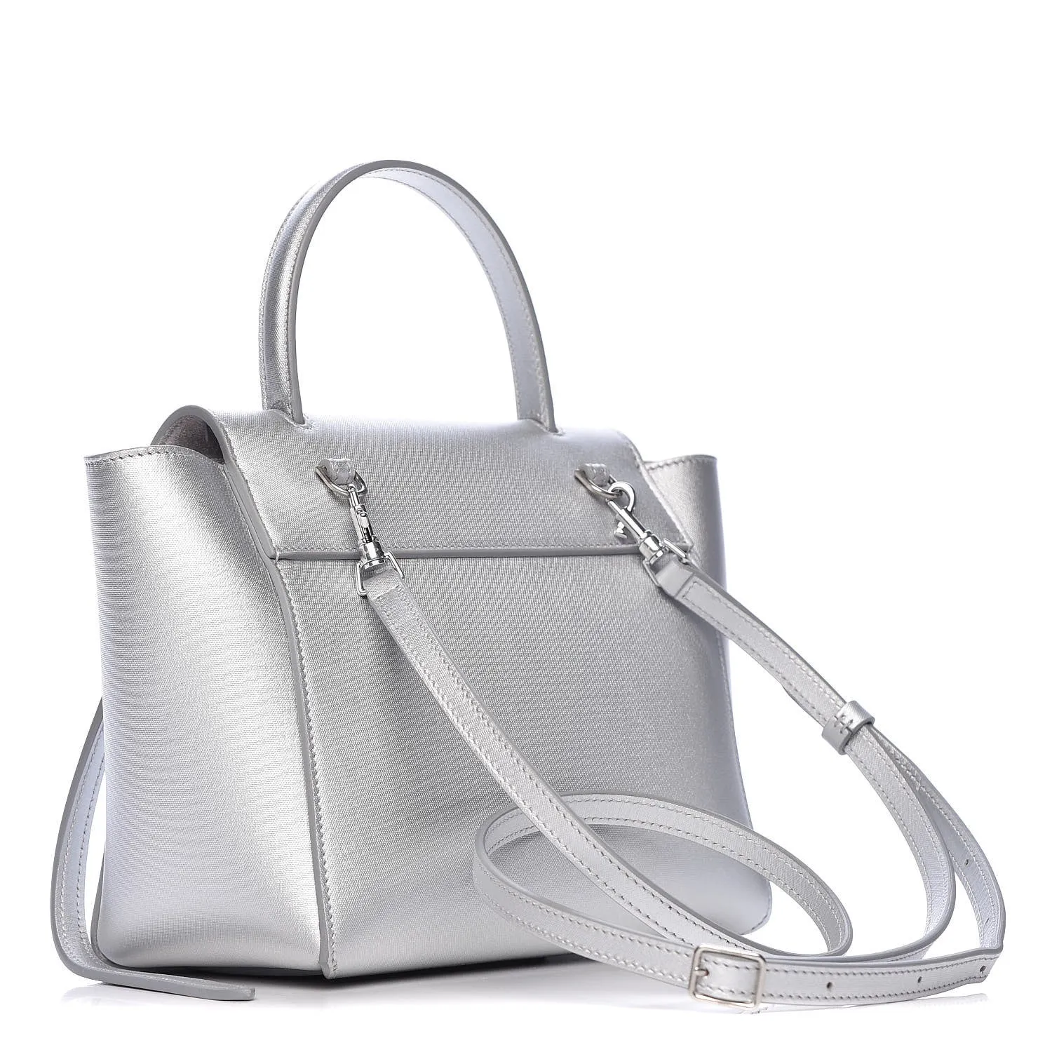 CÉLINE METALLIC SILVER LAMINATED CALFSKIN NANO BELT BAG