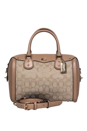 Coach - Beige Monogram Print Convertible Satchel
