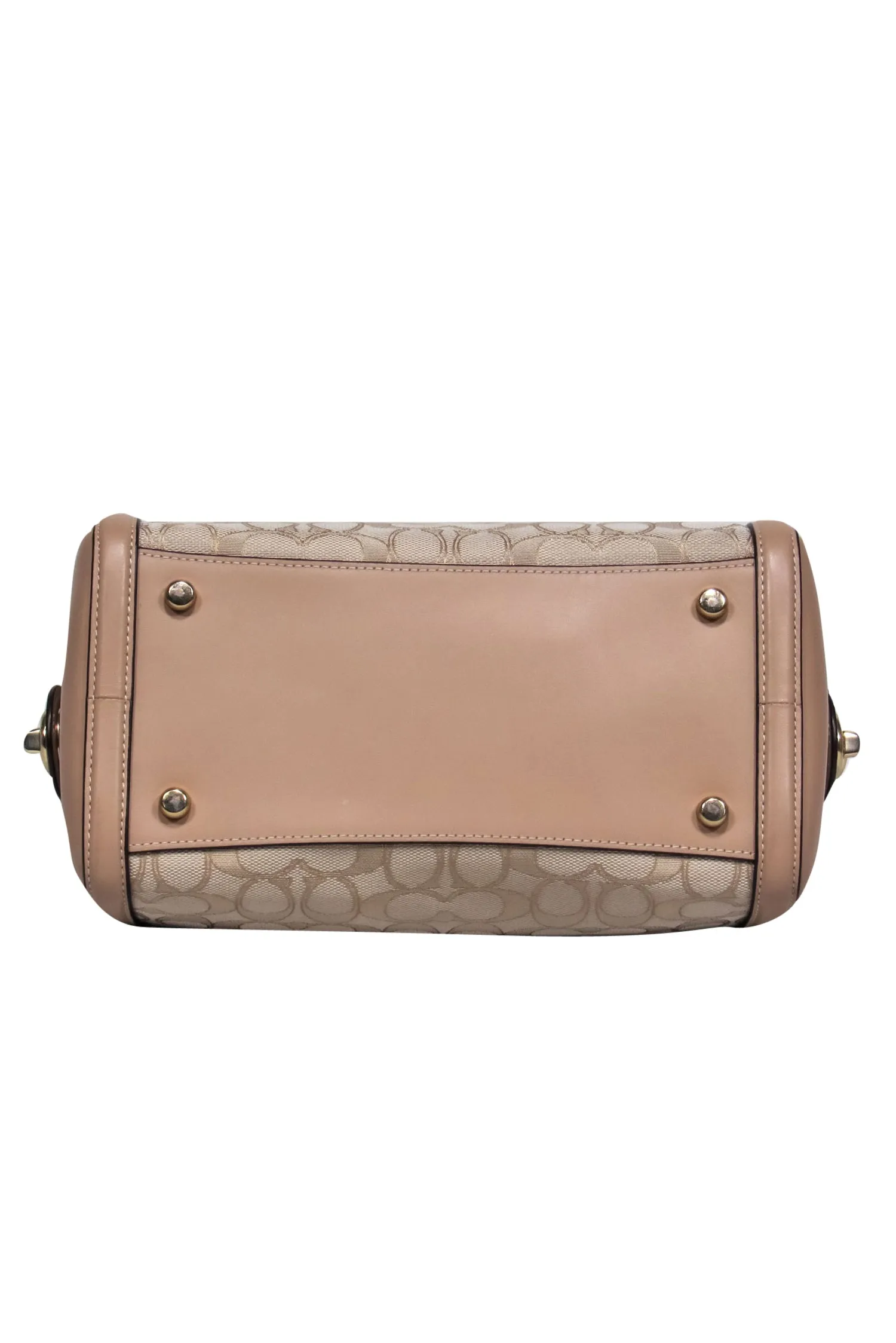 Coach - Beige Monogram Print Convertible Satchel