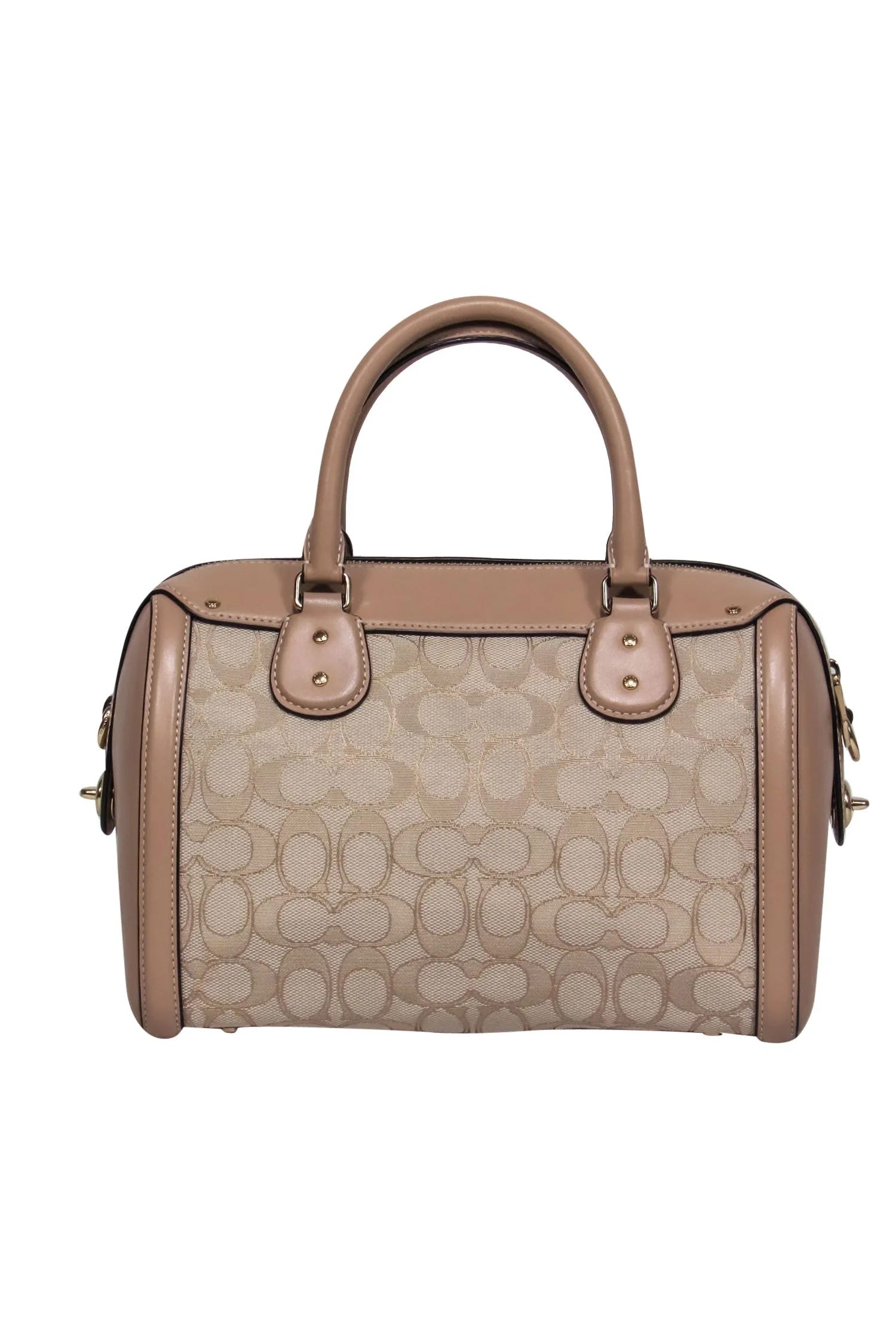 Coach - Beige Monogram Print Convertible Satchel