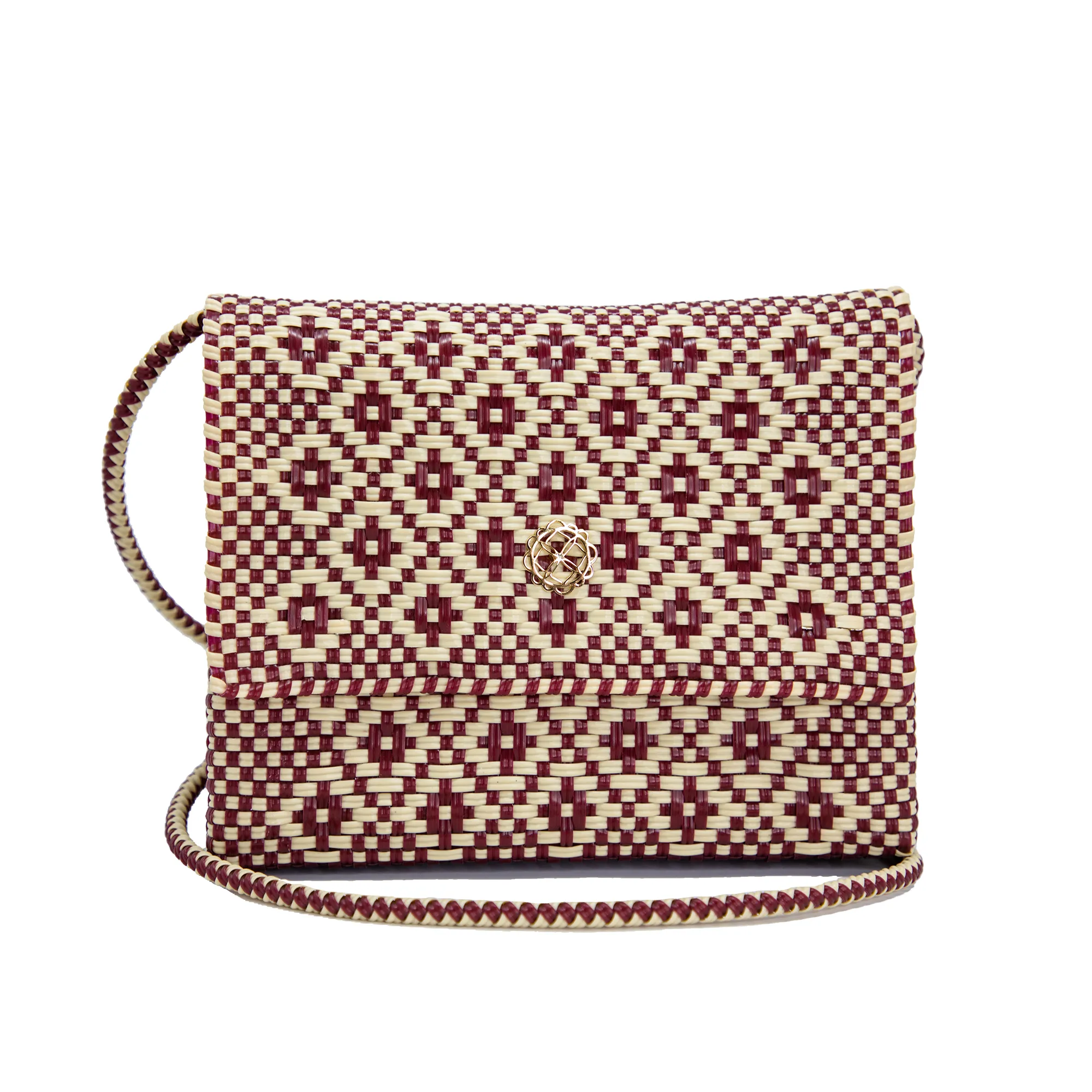 Crossbody Burgundy / Beige Aztec