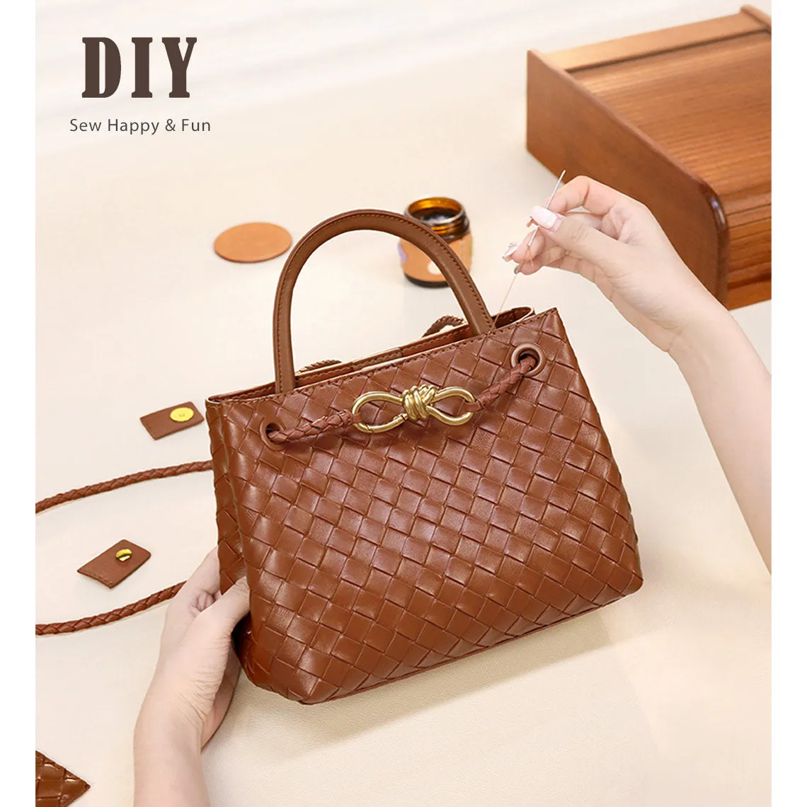 CUCUBIRD Leather Small Intrecciato Tote DIY Kits