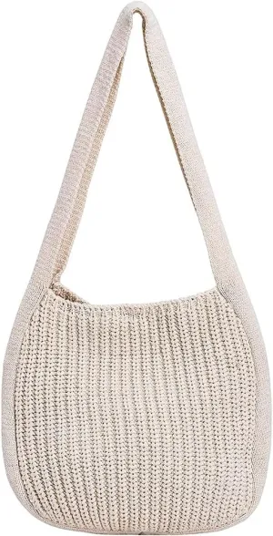 Didida Hobo Knit Crochet Tote Bag for Women Handmade Woven Aesthetic Women's Cute Casual High Capacity Shoulder Handbags