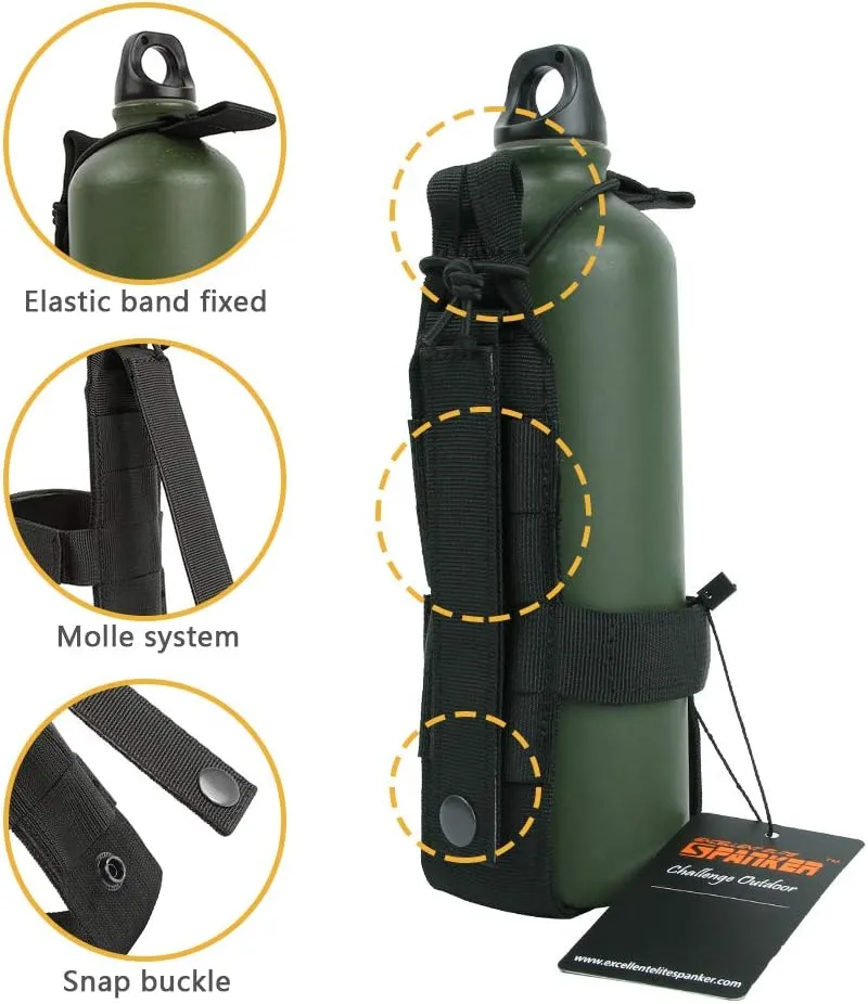 EXCELLENT ELITE SPANKER Tactical Military Portable Belt Bottle Holder Pouch Molle Adjust EDC Water Bottle Carrier for Hunting Walking Running Traveling