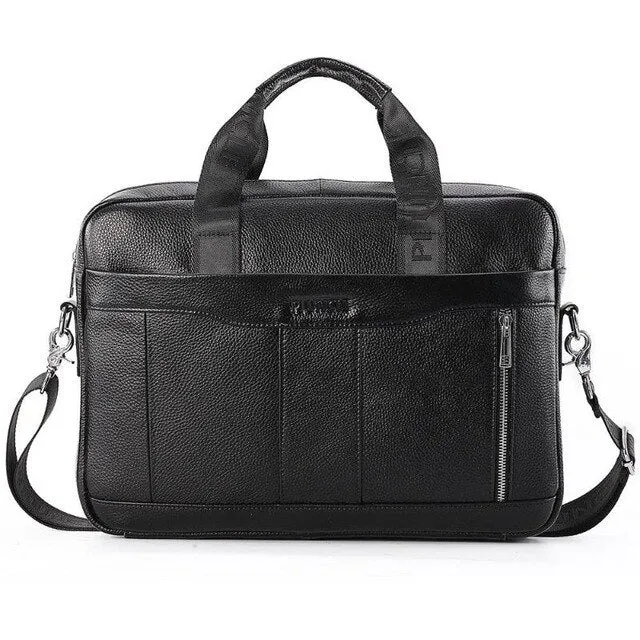 Genuine Leather Briefcase Male Man Laptop Bag Natural Leather for Messenger Bag Laptop Shoulder Crossbody Bag Office Handbag