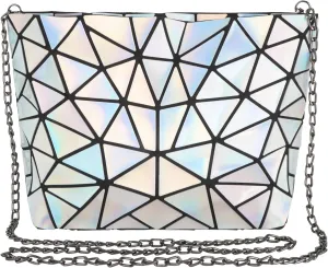Goclothod Fashion Holographic Laser Shoulder Bag Geometric Envelope Clutch Chain Crossbody Purse