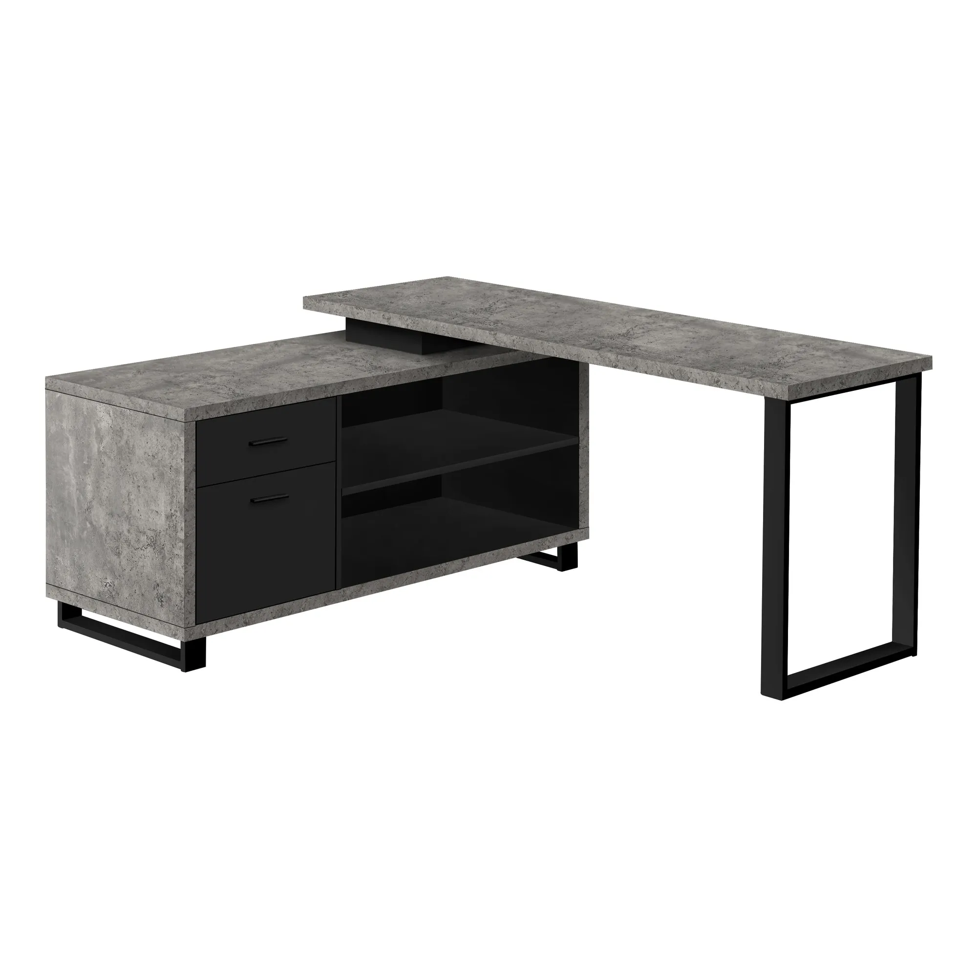 Grey and Black 72" Executive L-Shaped Desk