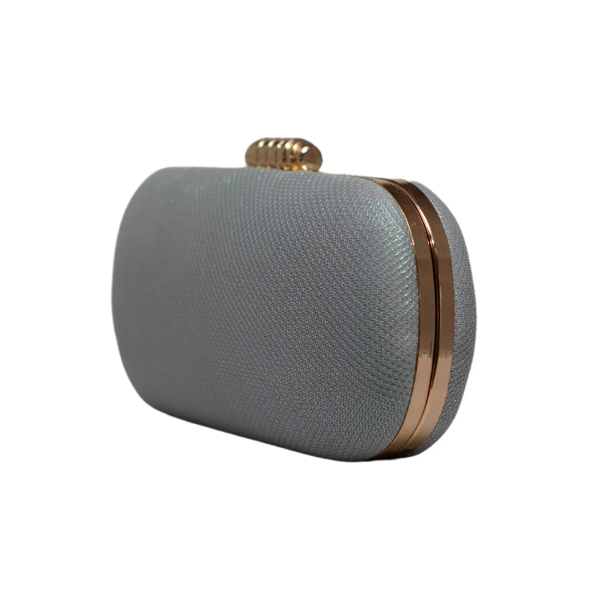 Grey Shimmery Fabric Clutch
