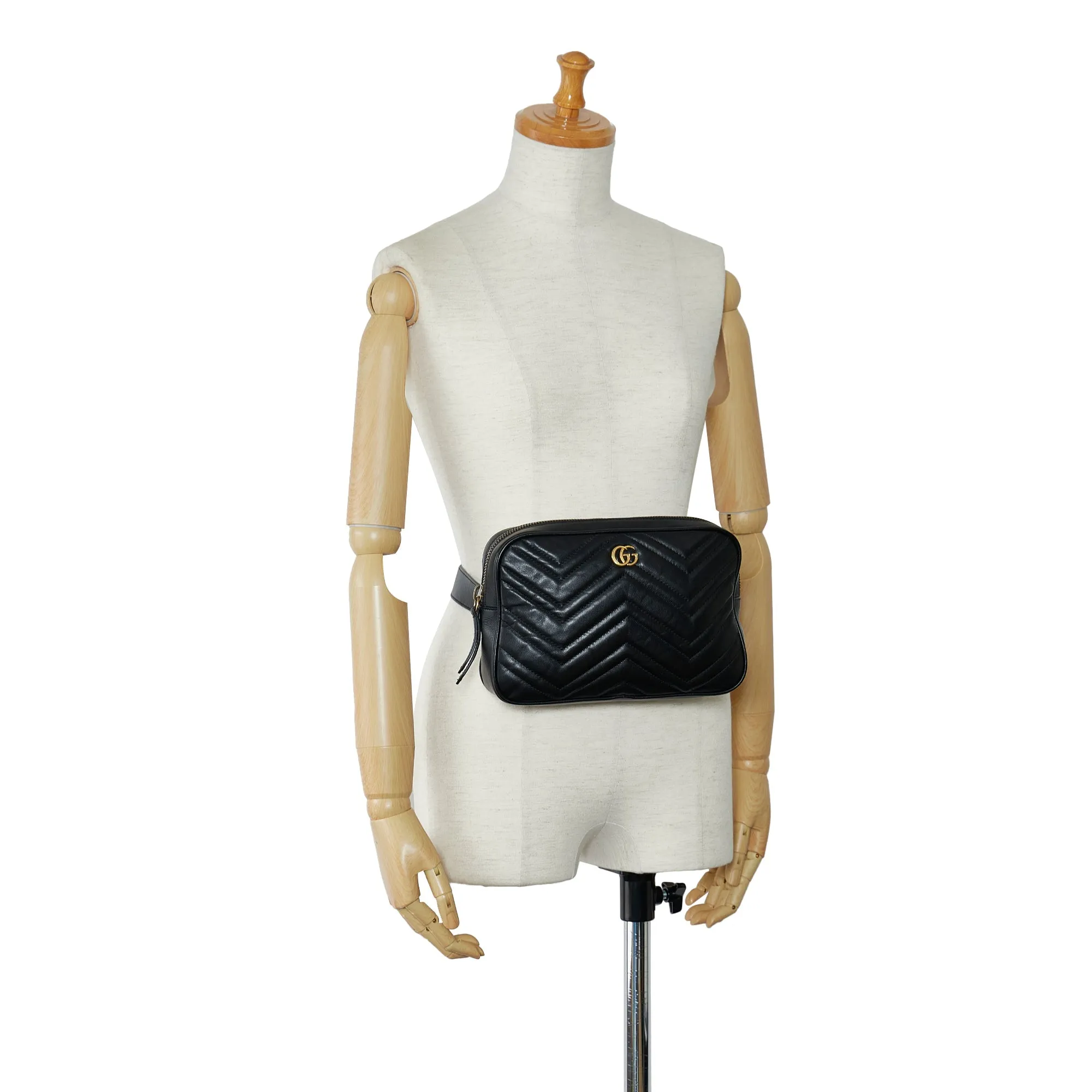 Gucci GG Marmont Square Belt Bag Black Matelassé