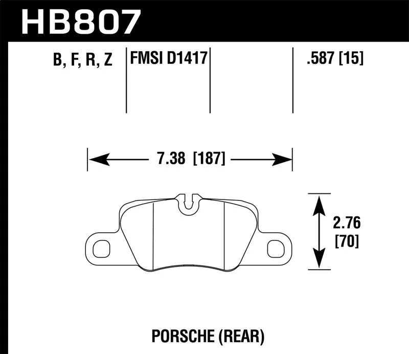 Hawk HP  Sport Rear Brake Pads - 16-17 Porsche Panamera S/GTS - HB807N.587