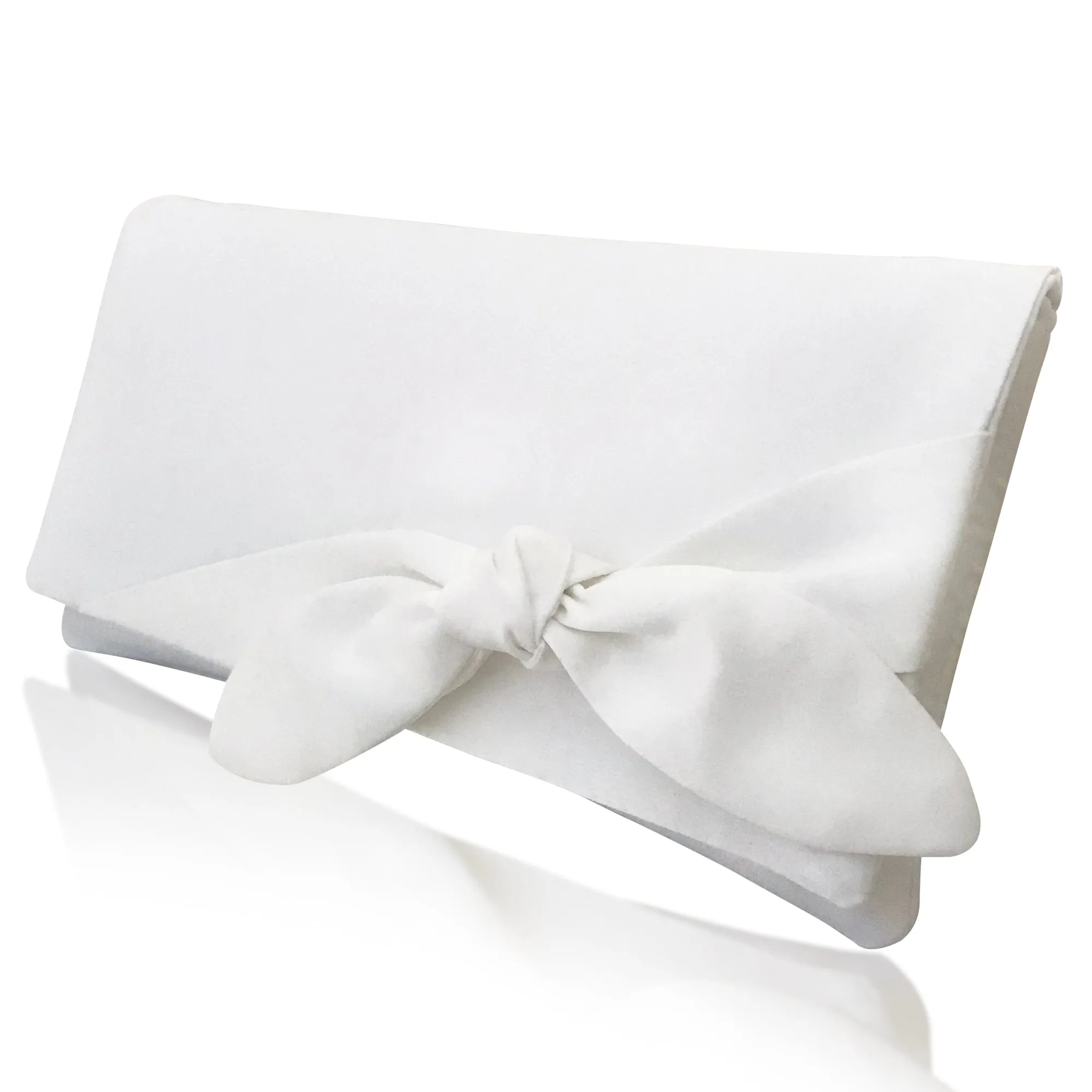 Ivory satin bridal knotted bow clutch handbag OLIVE