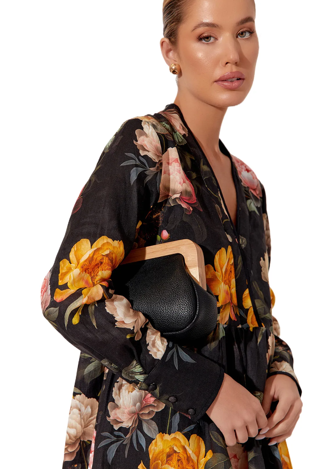 Kimmi Timber Frame Clutch Black