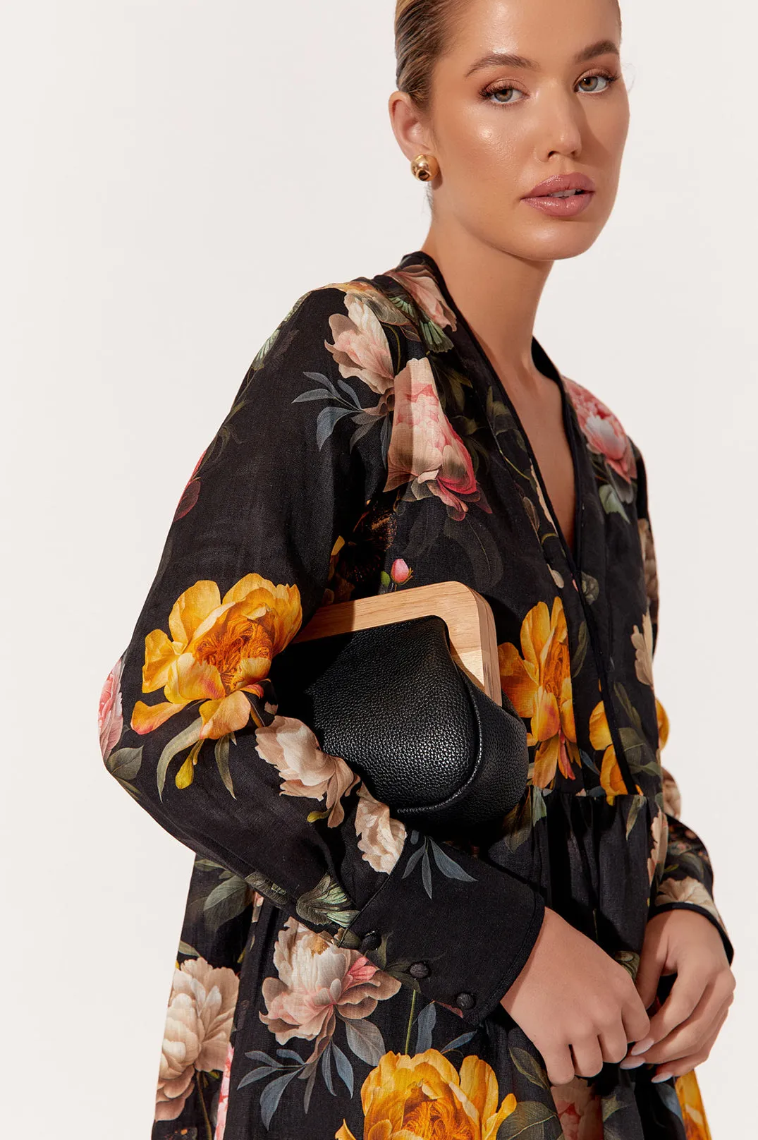 Kimmi Timber Frame Clutch Black