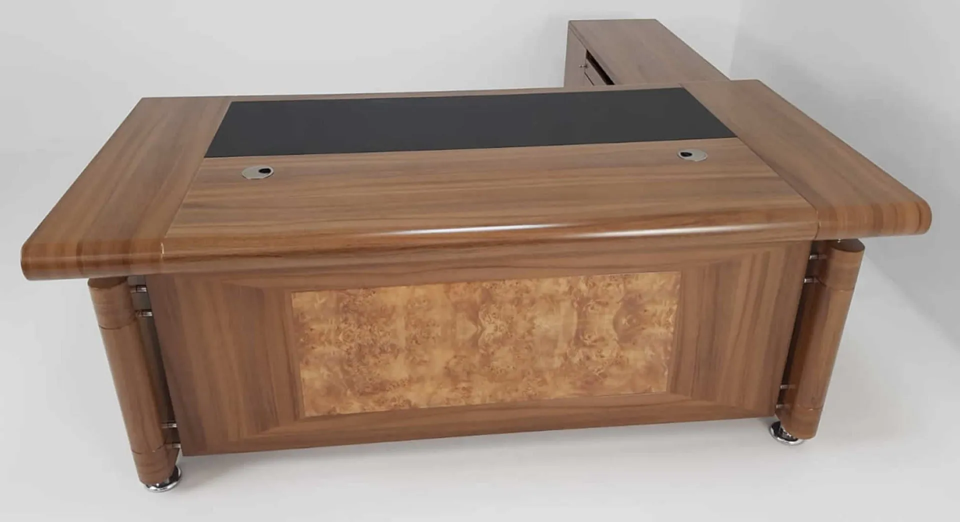 Light Oak Executive Office Desk with Pedestal and Return - 1861
